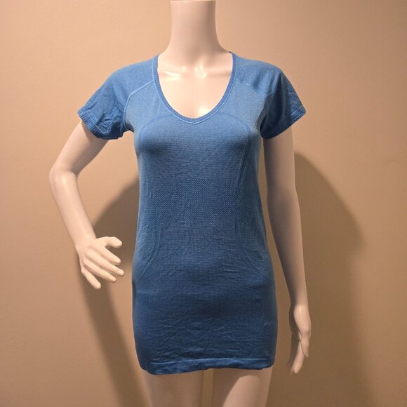 Lululemon Swiftly Tech Short Sleeve Scoopneck Shirt Heathered Harbor Blue 6 - Picture 4 of 7